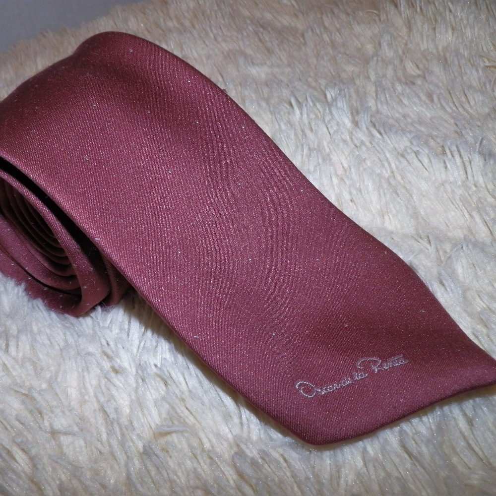Oscar de la Renta Dk Pink with Gray Dots Men's Tie